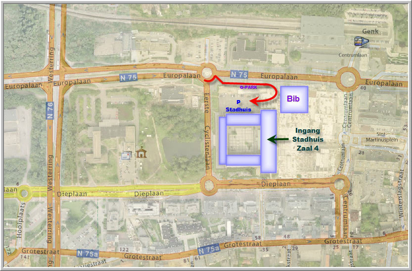 Stadsplan Genk - omgeving stadhuis